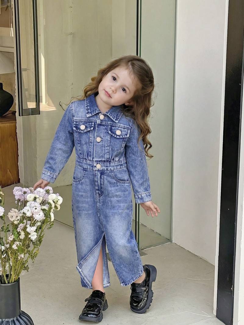 فستان جينز بناتي طويل بعصريّة وجاذبيّة 👗✨